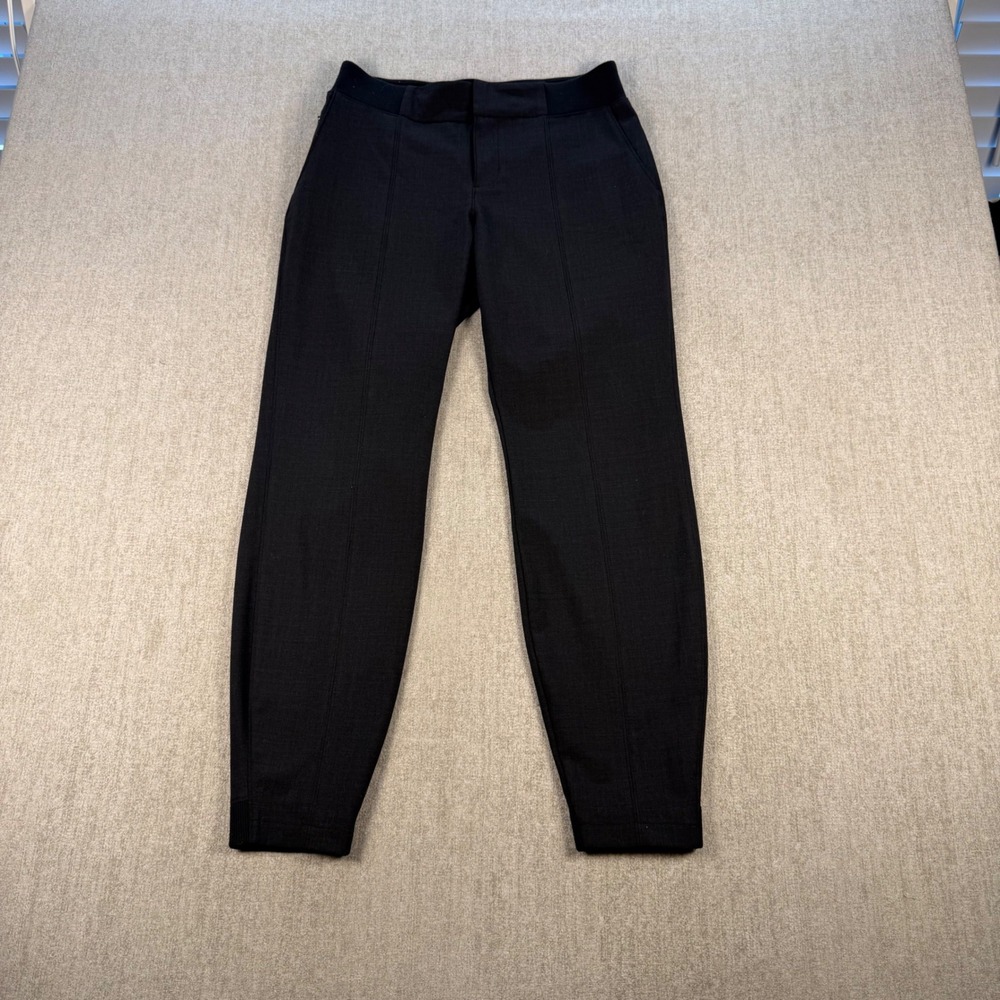 Athleta Pintuck Wool Blend Trousers Womens 6 Black Slim Leg Professional Pants